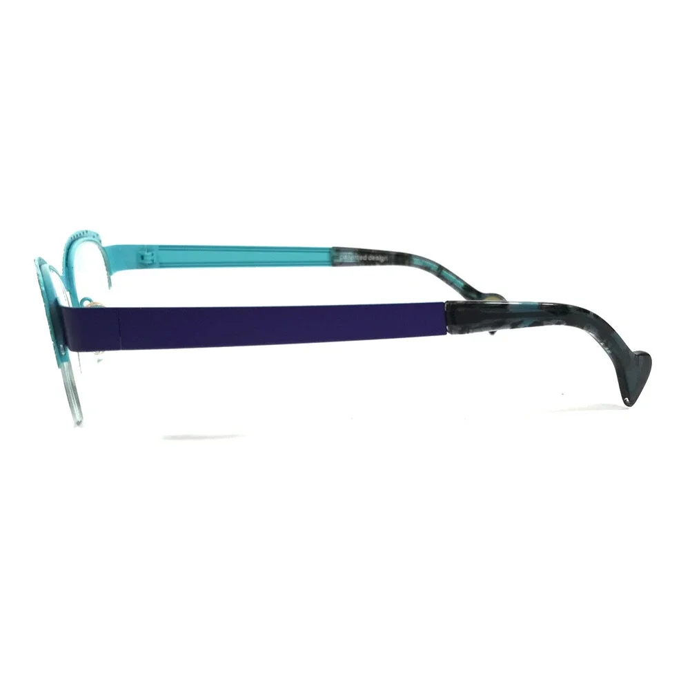 BOZ Eyeglasses Frames ZADIG 7520 Blue Purple Cat Eye Patterned 49-19-135